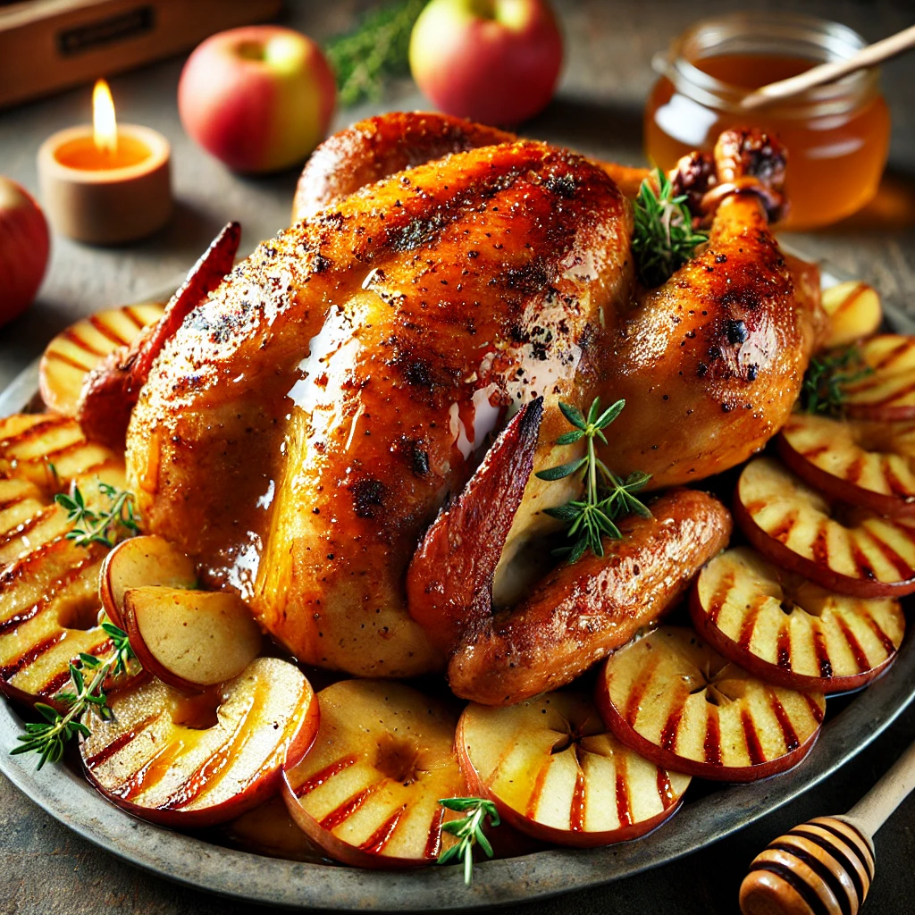 roasted-turkey-with-caramelized-apple-slices-and-honey-glaze